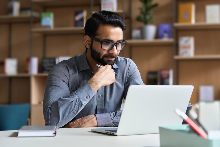 Man learning on laptop